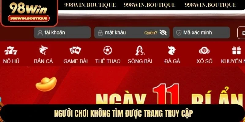 Người chơi không tìm được trang truy cập